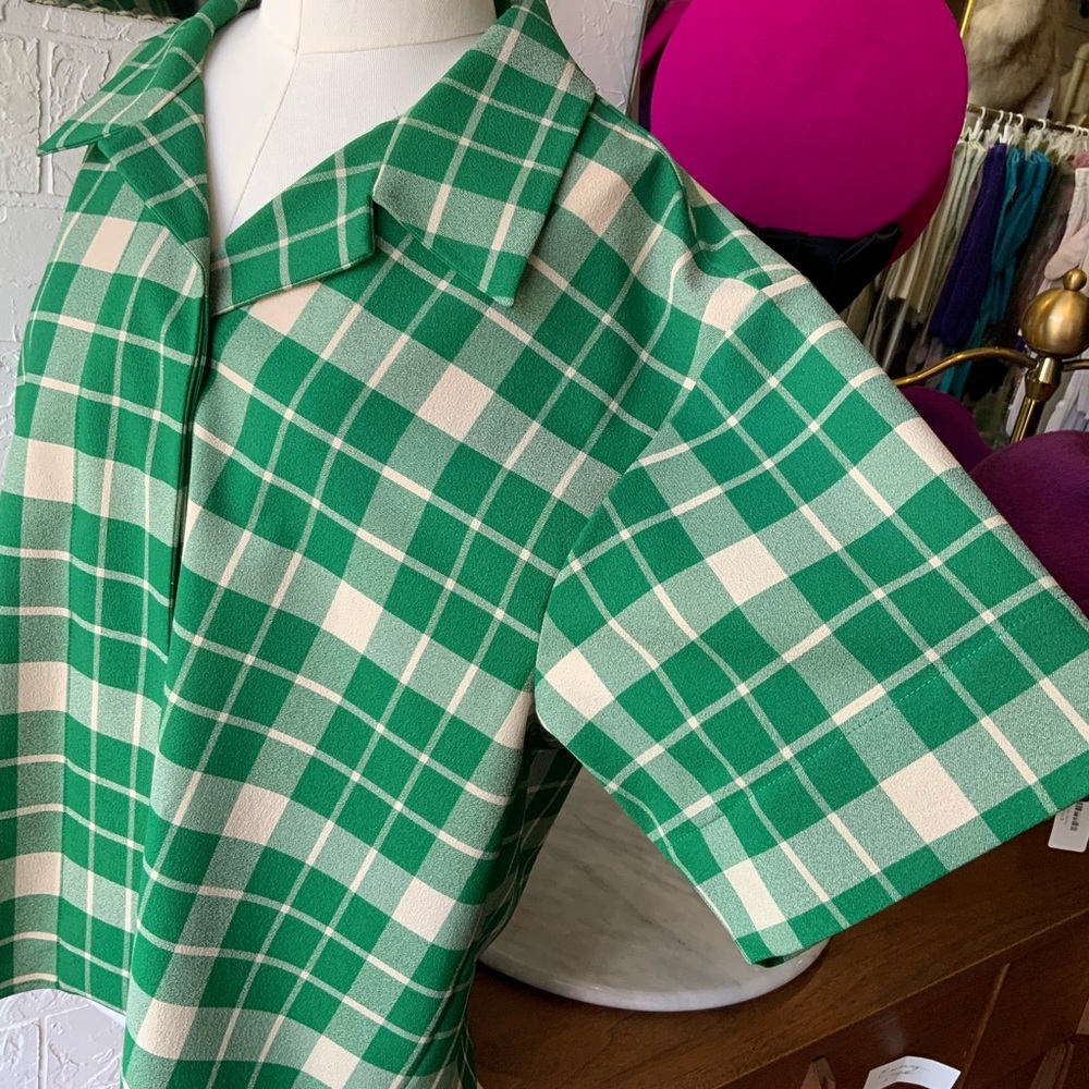 Maison Martin Margiela Green and Cream Checkered Fabric - Picture 3 of 11